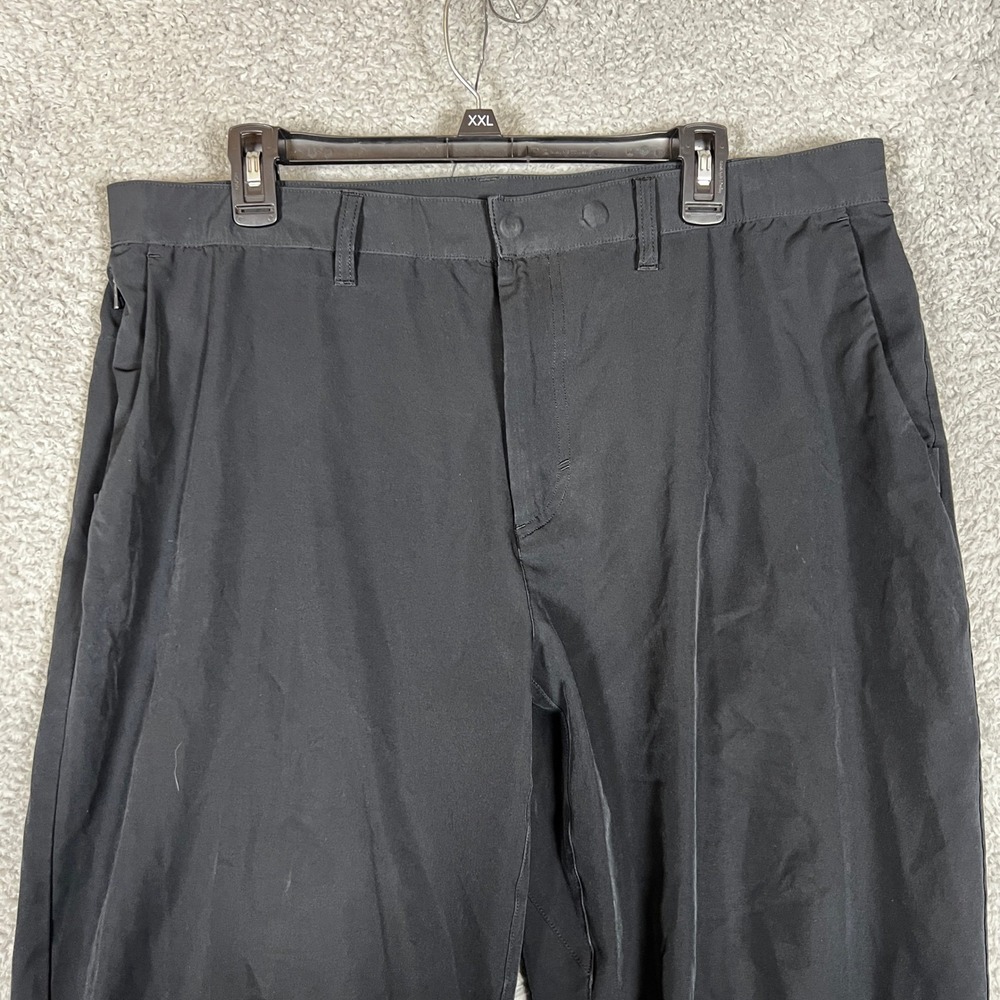 Fabletics Chino Pants Mens 38x31 Black Casual Flat Front Comfort Fit Straight